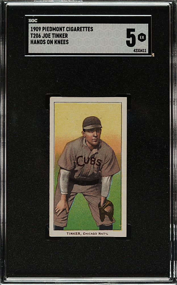 1909-1911 T206 White Border Joe Tinker Hands on Knees SGC EX 5