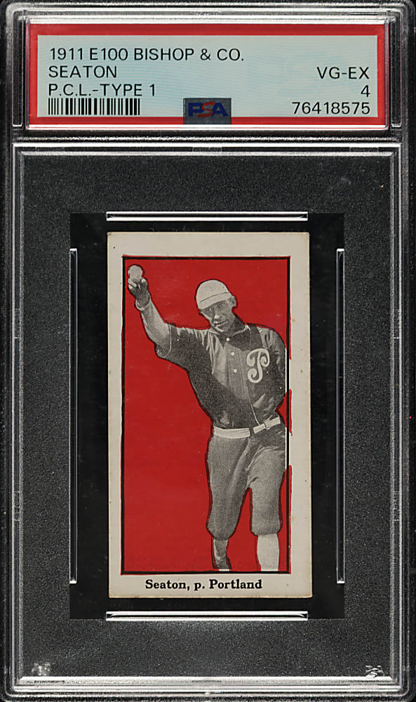 1911 E100 Bishop & Co. PCL Type I Tom Seaton PSA VG-EX 4