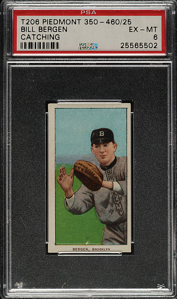 1909-1911 T206 White Border Bill Bergen Catching PSA EX-MT 6