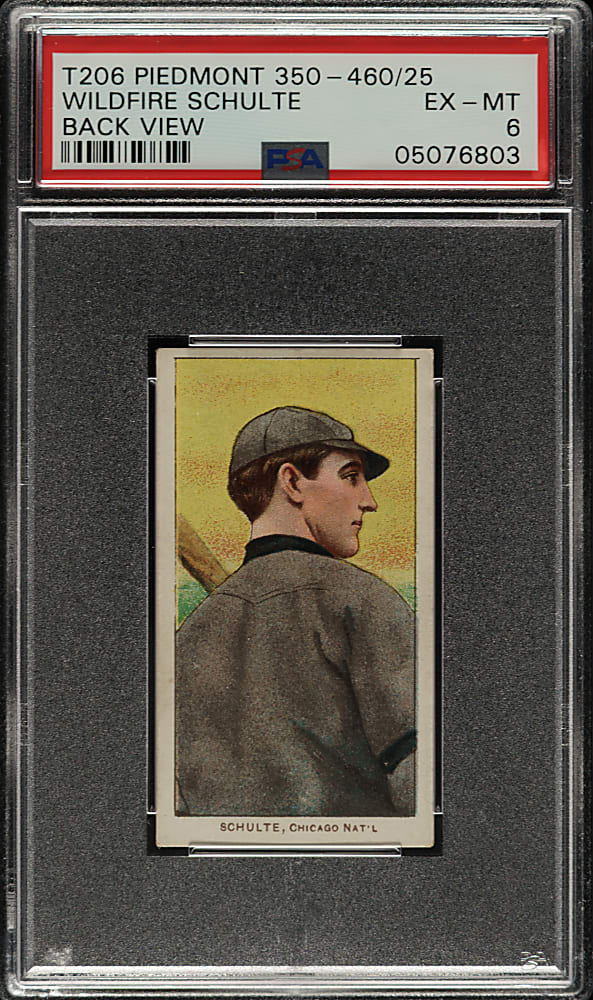 1909-1911 T206 White Border Wildfire Schulte Back View PSA EX-MT 6