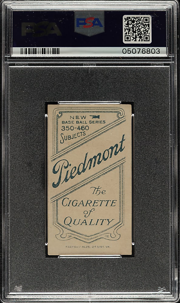 1909-1911 T206 White Border Wildfire Schulte Back View PSA EX-MT 6