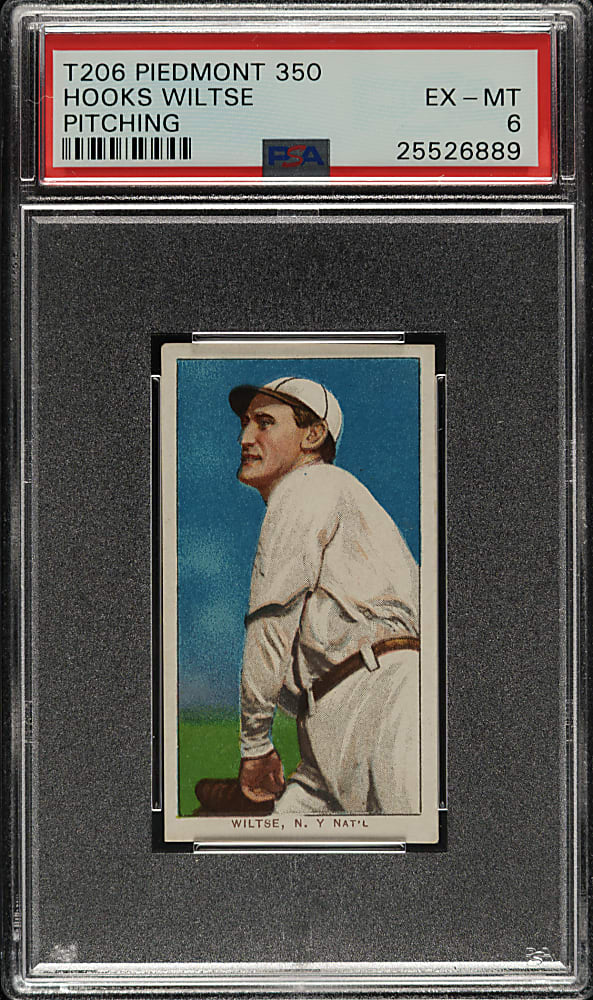 1909-1911 T206 White Border Hooks Wiltse Pitching PSA EX-MT 6