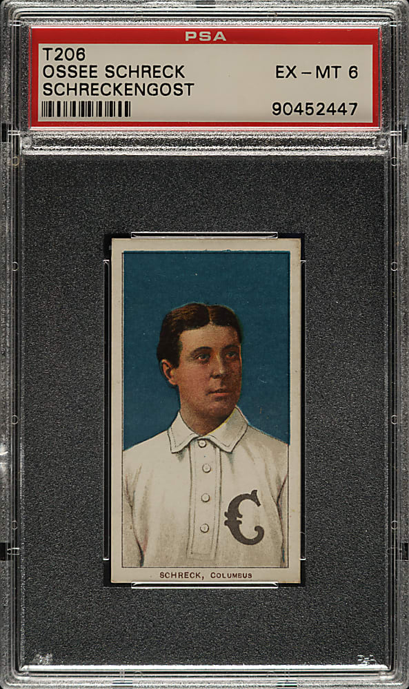 1909-1911 T206 White Border Ossee Schreck PSA EX-MT 6