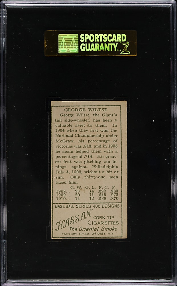 1911 T205 Gold Border George Wiltse Right Ear Only SGC EX 60