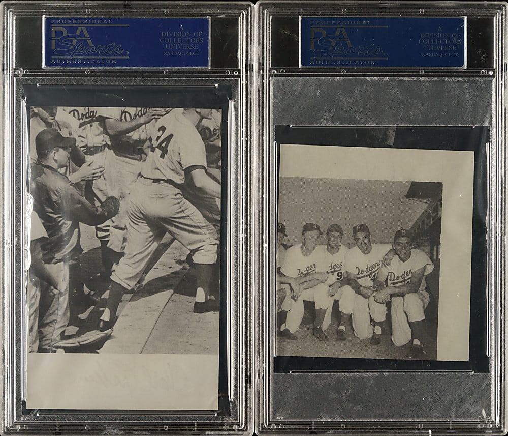 Carl Erskine and Clem Labine Cut Signature Pair - PSA/DNA