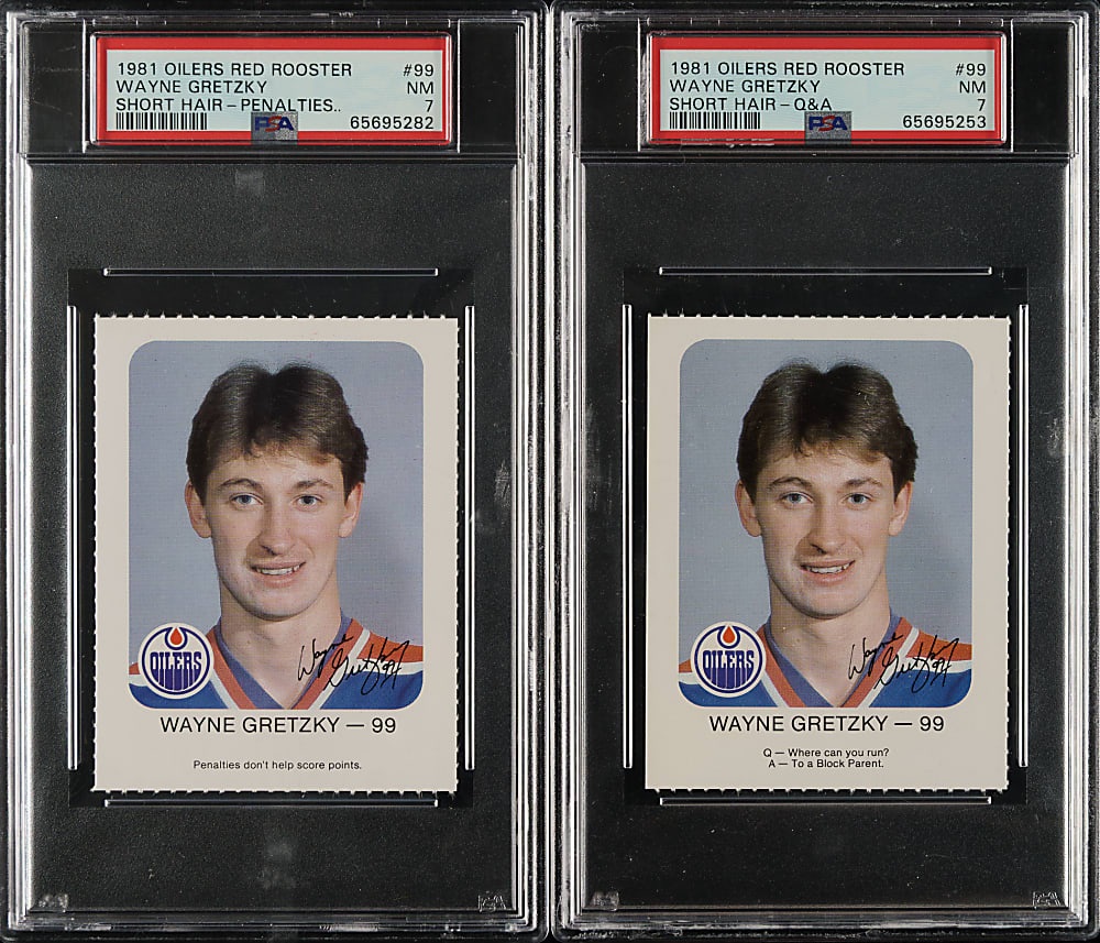 1981 Red Rooster Edmonton Oilers Hockey #99 Wayne Gretzky PSA NM 7 Pair
