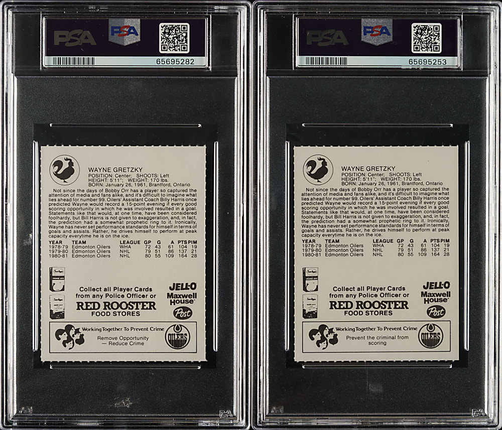 1981 Red Rooster Edmonton Oilers Hockey #99 Wayne Gretzky PSA NM 7 Pair