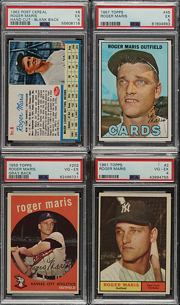 1959 to 1968 Topps and Post Cereal Roger Maris PSA-, CGC-, and SGC-Graded Collection (13)