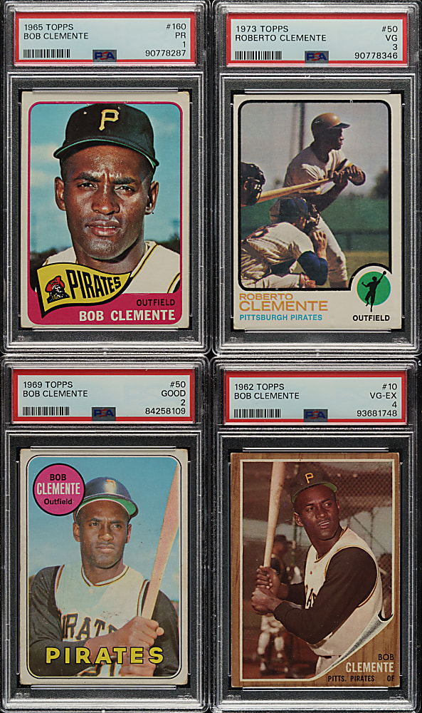 1959 to 1973 Topps Roberto Clemente PSA- and SGC-Graded Collection (13)