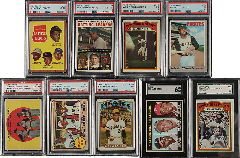 1959 to 1973 Topps Roberto Clemente PSA- and SGC-Graded Collection (13)