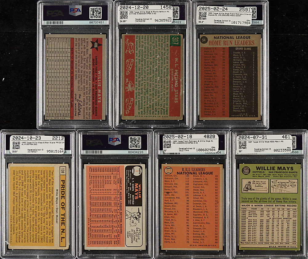 1958 to 1967 Topps Willie Mays PSA-Graded Collection (7)