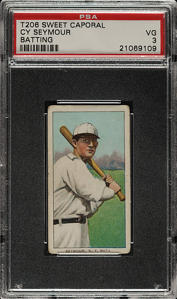 1909-1911 T206 White Border Cy Seymour Batting PSA VG 3