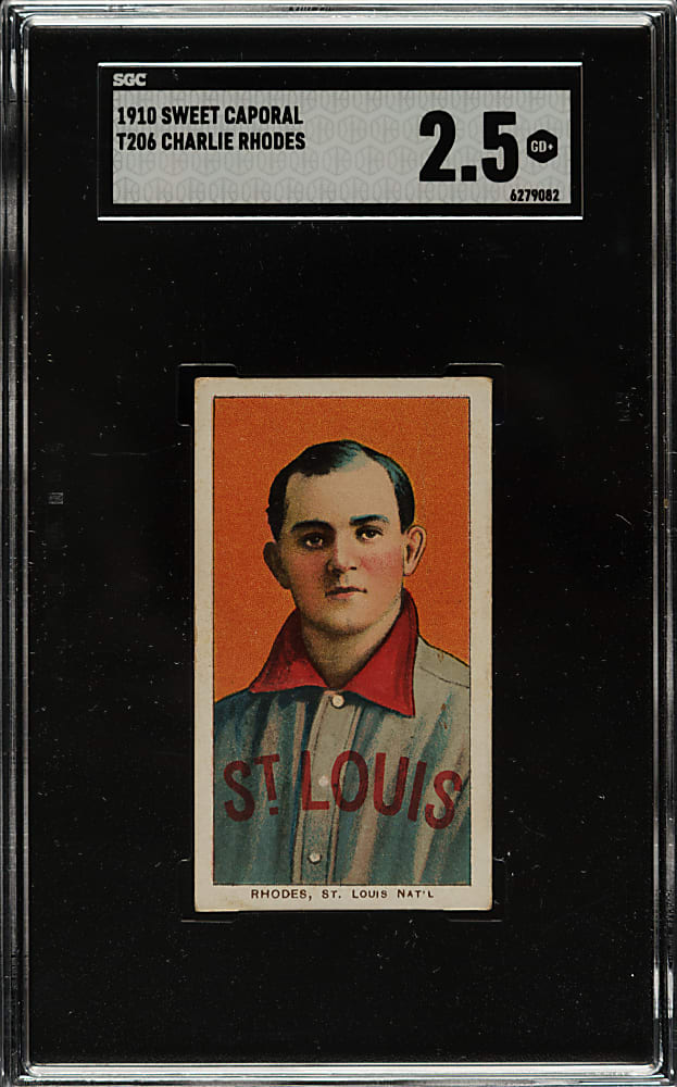1909-1911 T206 White Border Charlie Rhodes SGC GOOD+ 2.5