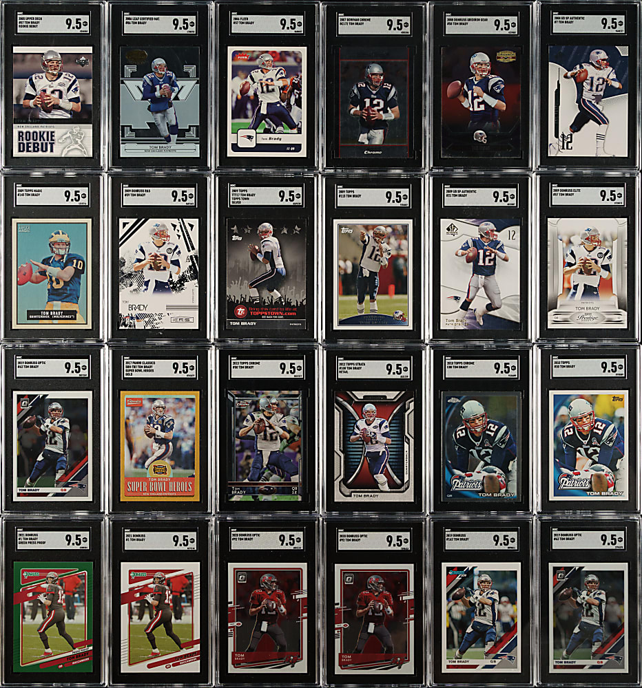2005 to 2021 Topps, Upper Deck and Donruss Football Tom Brady SGC MINT+ 9.5 Collection (28)