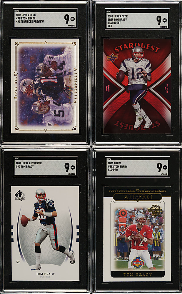 2002 to 2020 Topps, Upper Deck and Bowman Football Tom Brady SGC MINT 9 Collection (26)
