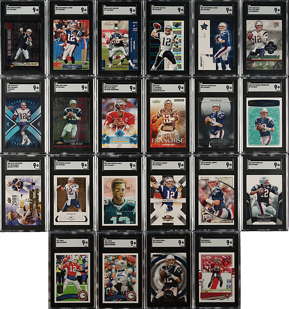 2002 to 2020 Topps, Upper Deck and Bowman Football Tom Brady SGC MINT 9 Collection (26)