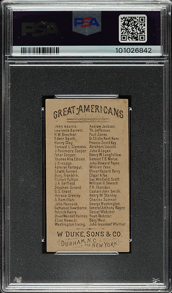 1888 N76 Duke "Great Americans" J. Fenimore Cooper PSA VG 3