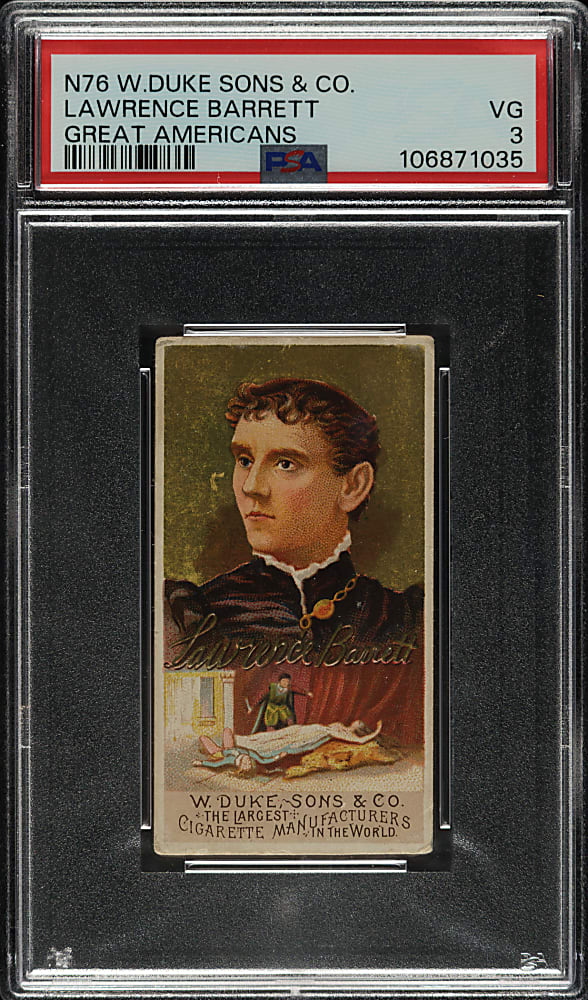 1888 N76 Duke "Great Americans" Lawrence Barrett PSA VG 3