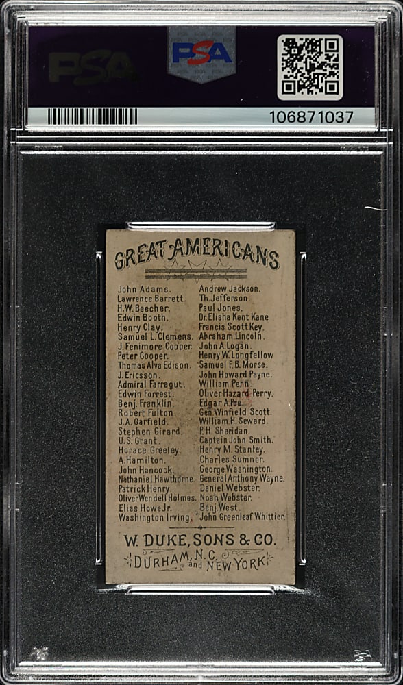 1888 N76 Duke "Great Americans" Nathaniel Hawthorne PSA EX 5