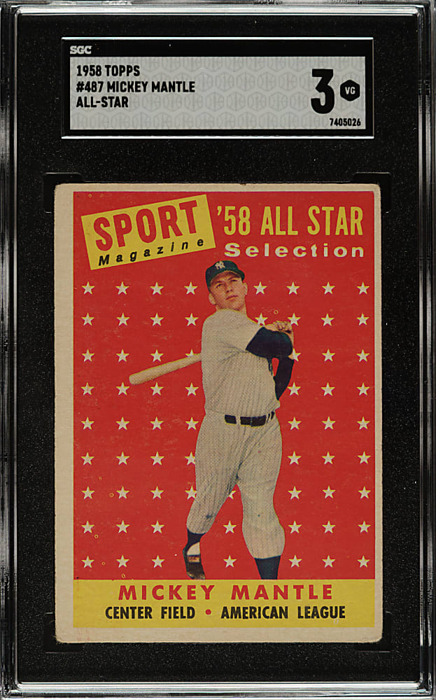 1958 Topps #487 Mickey Mantle All-Star SGC VG 3
