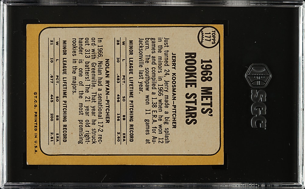 1968 Topps #177 Nolan Ryan Rookie SGC GOOD+ 2.5