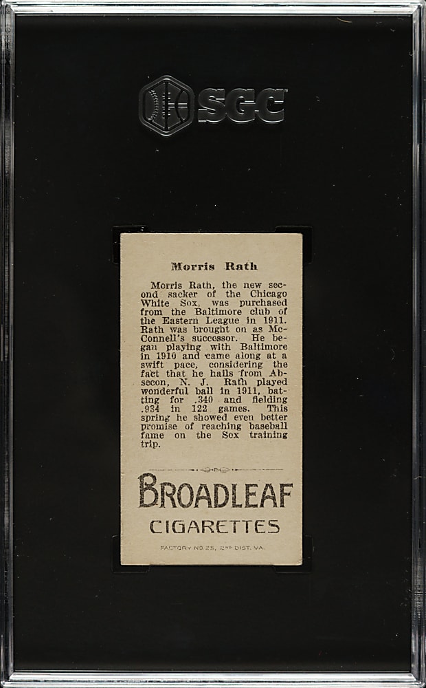 1912 T207 Brown Background Morris Rath SGC VG/EX 4 - Broadleaf Back
