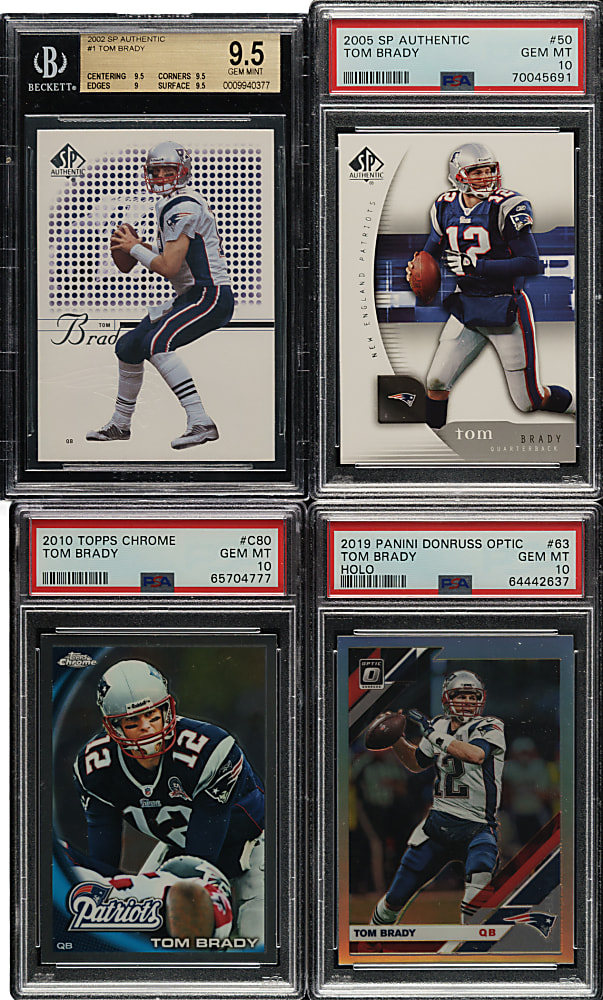 2002 to 2020 Topps, Upper Deck and Panini Football Tom Brady BVG- and PSA-Graded Collection (11)