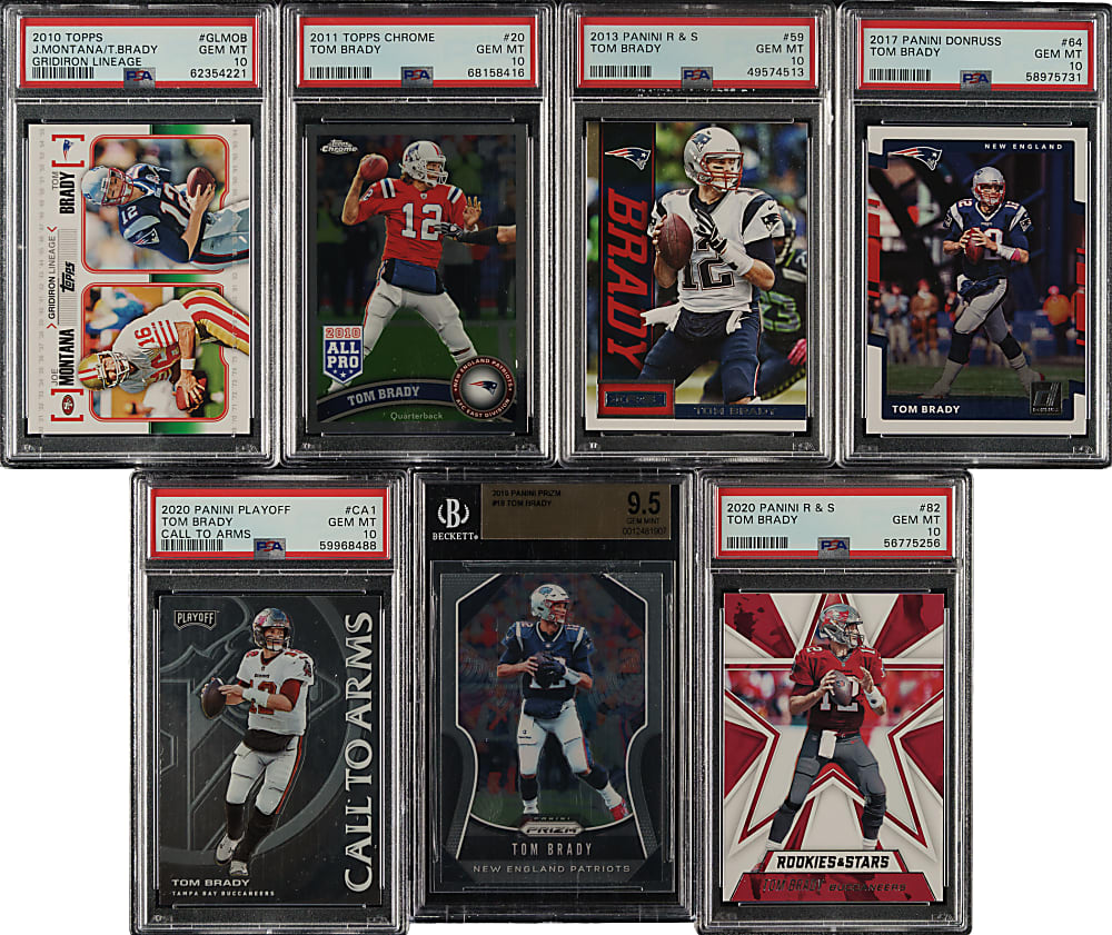 2002 to 2020 Topps, Upper Deck and Panini Football Tom Brady BVG- and PSA-Graded Collection (11)
