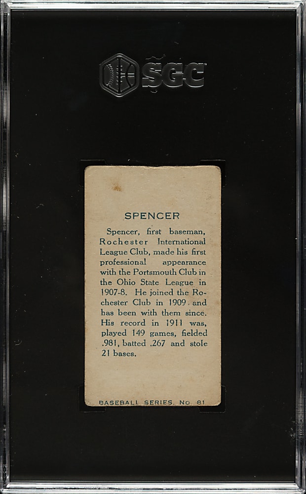 1912 C46 Imperial Tobacco #81 Edward Spencer SGC VG 3