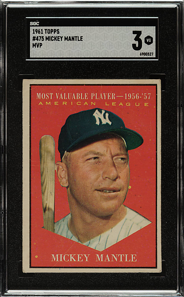 1961 Topps #475 Mickey Mantle MVP SGC VG 3