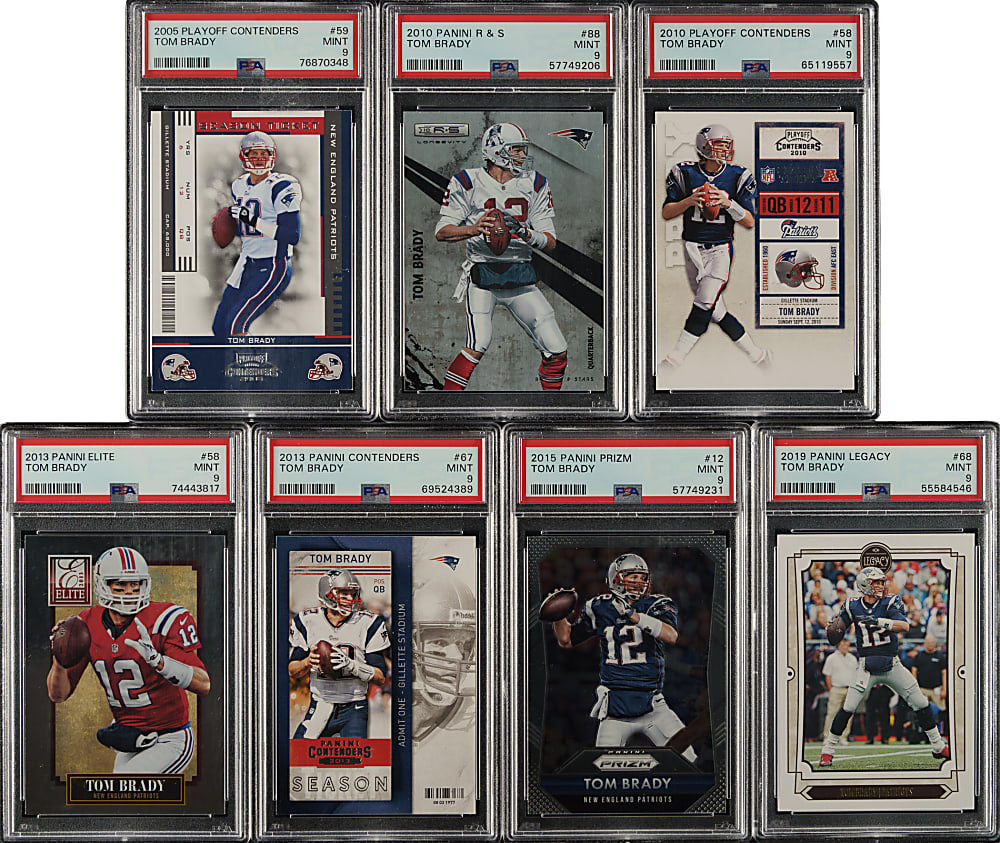 2005 to 2019 Panini and Donruss Football Tom Brady PSA MINT 9 Collection (11)
