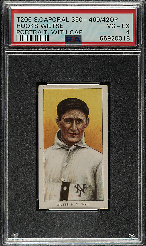1909-1911 T206 White Border Hooks Wiltse Portrait with Cap PSA VG-EX 4
