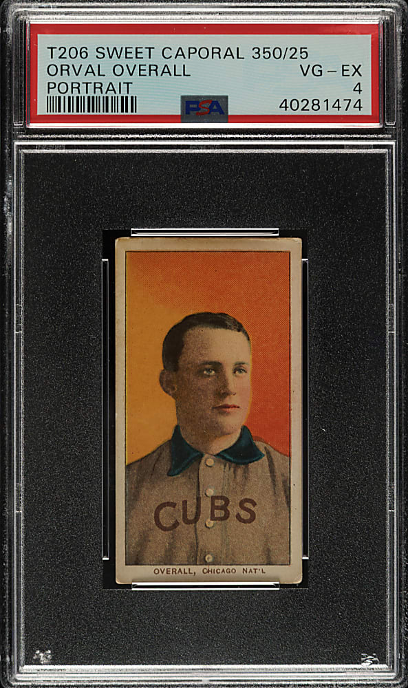 1909-1911 T206 White Border Orval Overall Portrait PSA VG-EX 4
