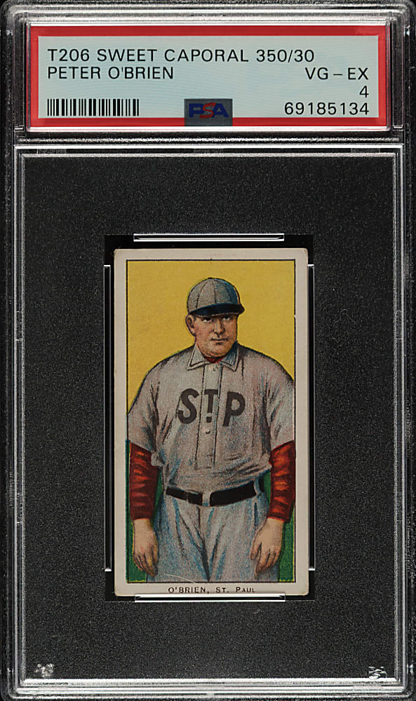 1909-1911 T206 White Border Peter O'Brien PSA VG-EX 4