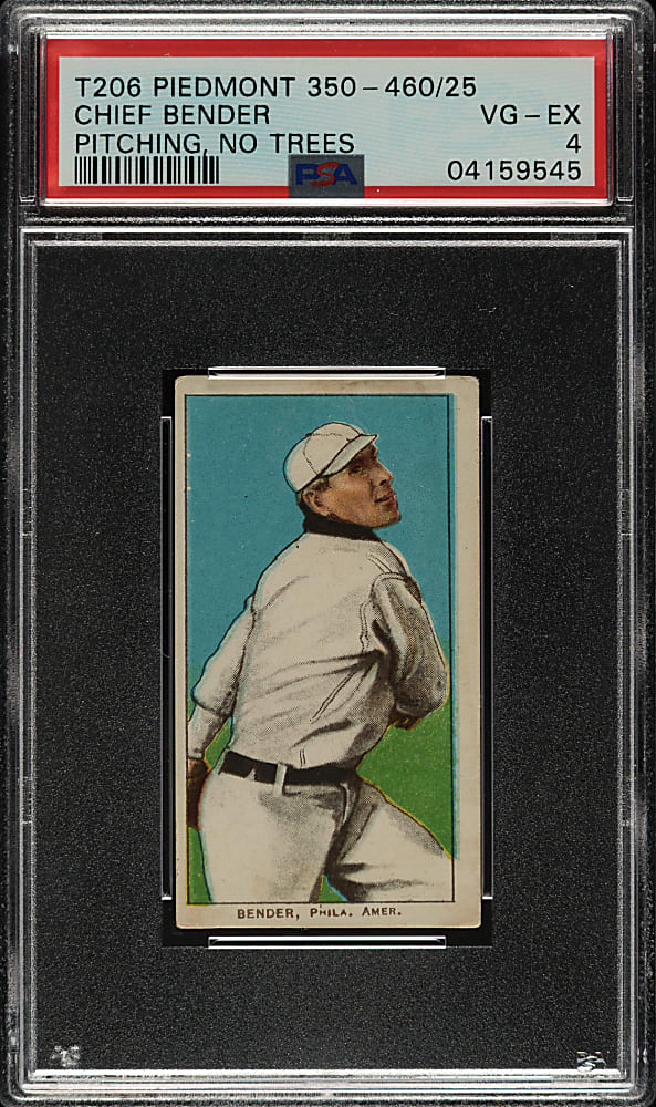 1909-1911 T206 White Border Chief Bender Pitching, No Trees in Background PSA VG-EX 4