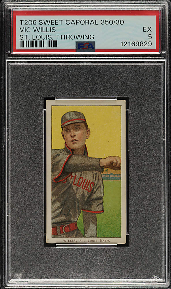 1909-1911 T206 White Border Vic Willis Throwing PSA EX 5