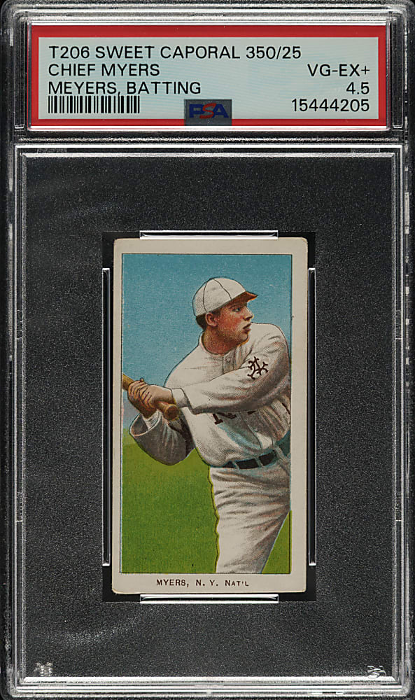 1909-1911 T206 White Border Chief Myers Batting PSA VG-EX+ 4.5