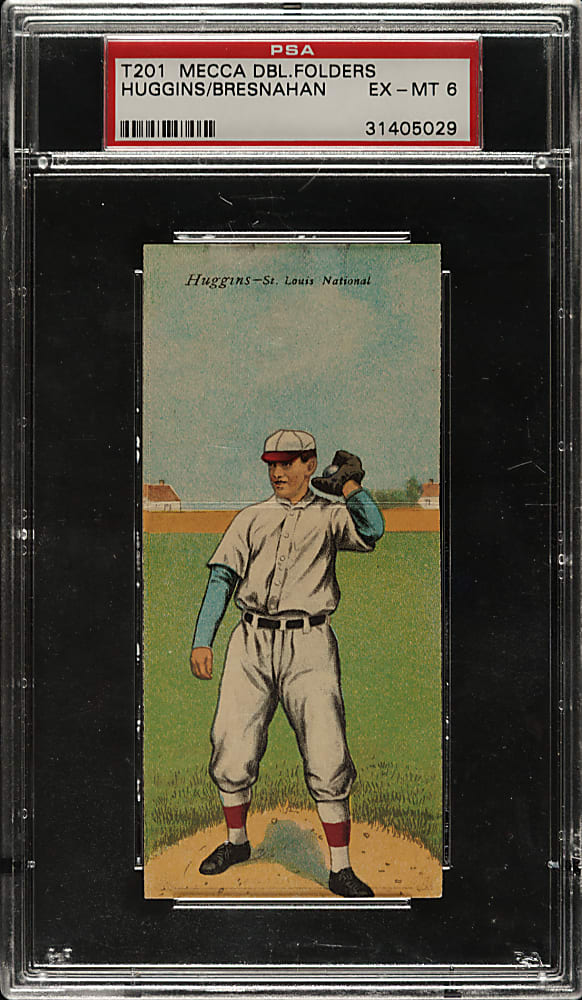 1911 T201 Mecca Double Folder Miller Huggins/Roger Bresnahan PSA EX-MT 6