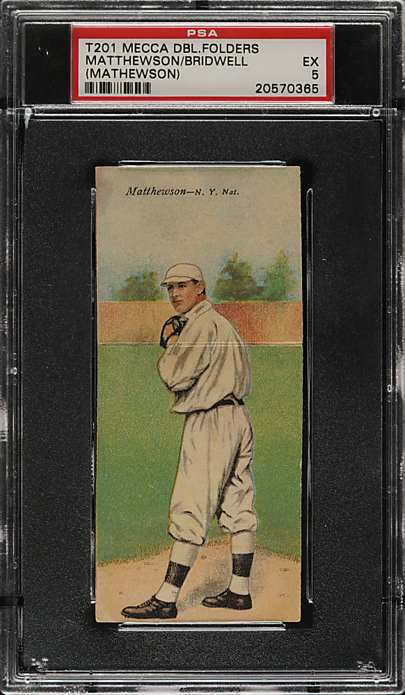 1911 T201 Mecca Double Folder Christy Mathewson/Al Bridwell PSA EX 5