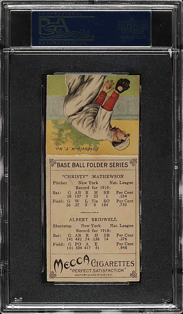 1911 T201 Mecca Double Folder Christy Mathewson/Al Bridwell PSA EX 5
