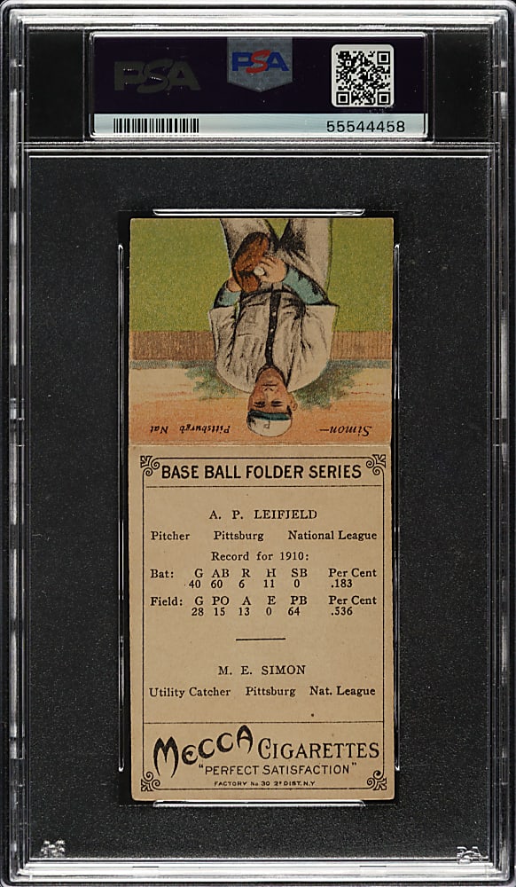 1911 T201 Mecca Double Folder Leifield/Simon PSA EX 5