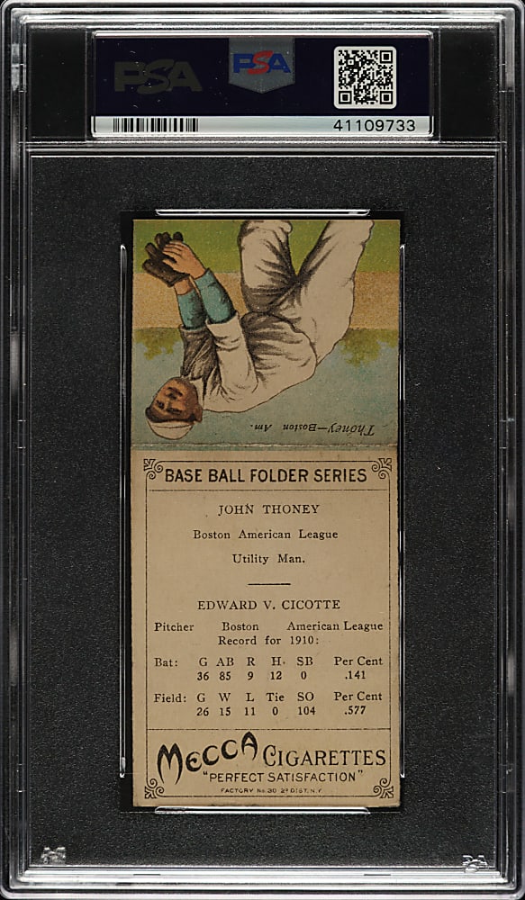 1911 T201 Mecca Double Folder Cicotte/Thoney PSA EX 5