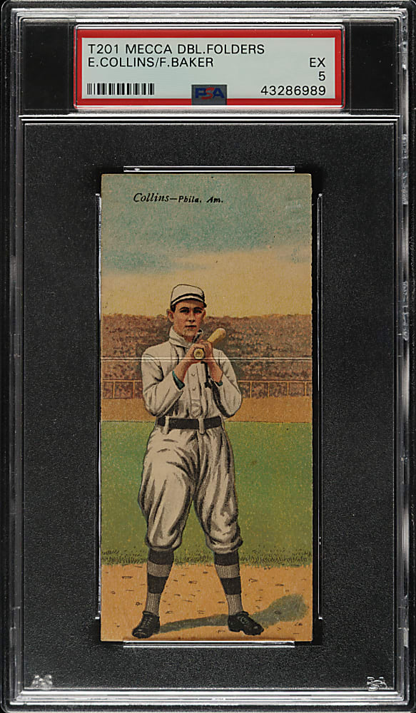 1911 T201 Mecca Double Folder Eddie Collins/Frank Baker PSA EX 5
