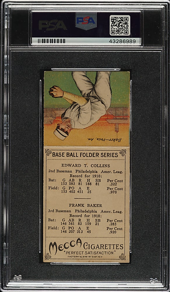 1911 T201 Mecca Double Folder Eddie Collins/Frank Baker PSA EX 5