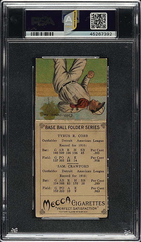 1911 T201 Mecca Double Folder Ty Cobb/Sam Crawford PSA VG+ 3.5