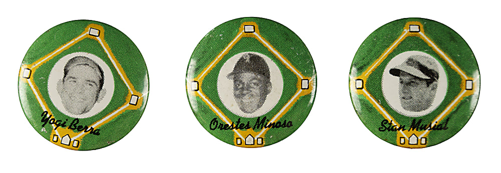 1956 PM15 "Yellow Basepath" Yogi Berra, Stan Musial, and Minnie Minoso Trio