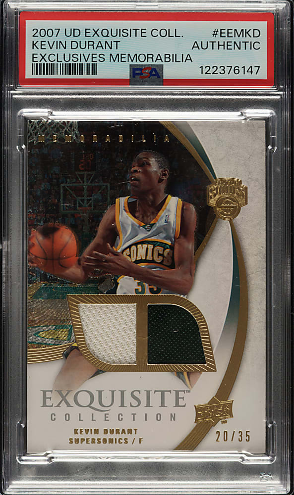 2007-2008 Upper Deck Exquisite Collection Exclusives Memorabilia Basketball #EEM-KD Kevin Durant Rookie #20/35 PSA Authentic