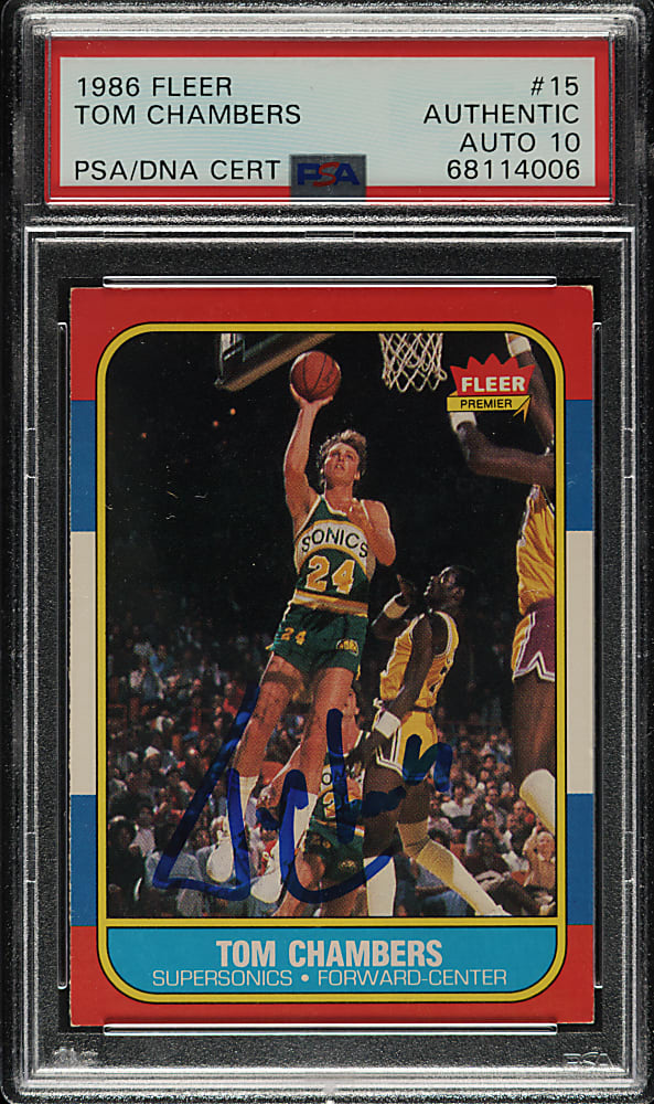 Signed 1986-1987 Fleer Basketball #15 Tom Chambers Rookie PSA/DNA GEM MINT 10