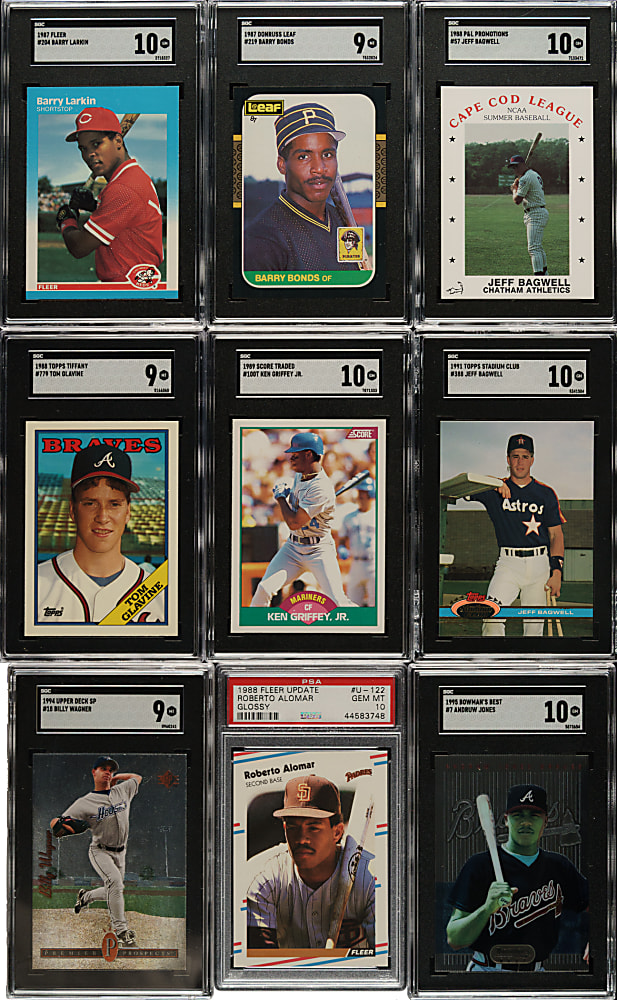 1987 to 1995 Upper Deck, Bowman and Fleer Hall of Fame and Stars Rookies PSA- and SGC-Graded Collection (9)
