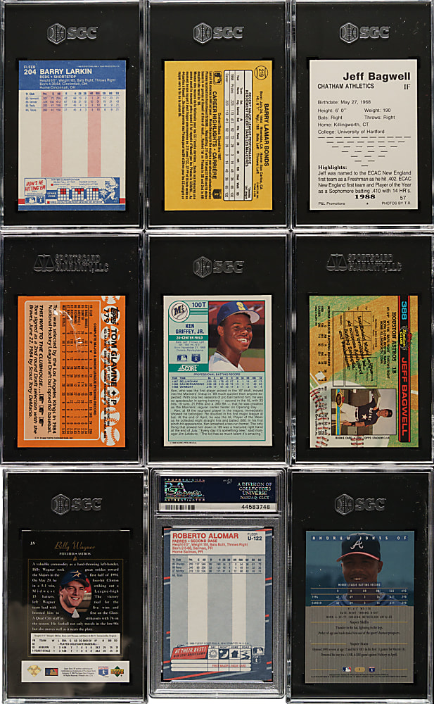 1987 to 1995 Upper Deck, Bowman and Fleer Hall of Fame and Stars Rookies PSA- and SGC-Graded Collection (9)